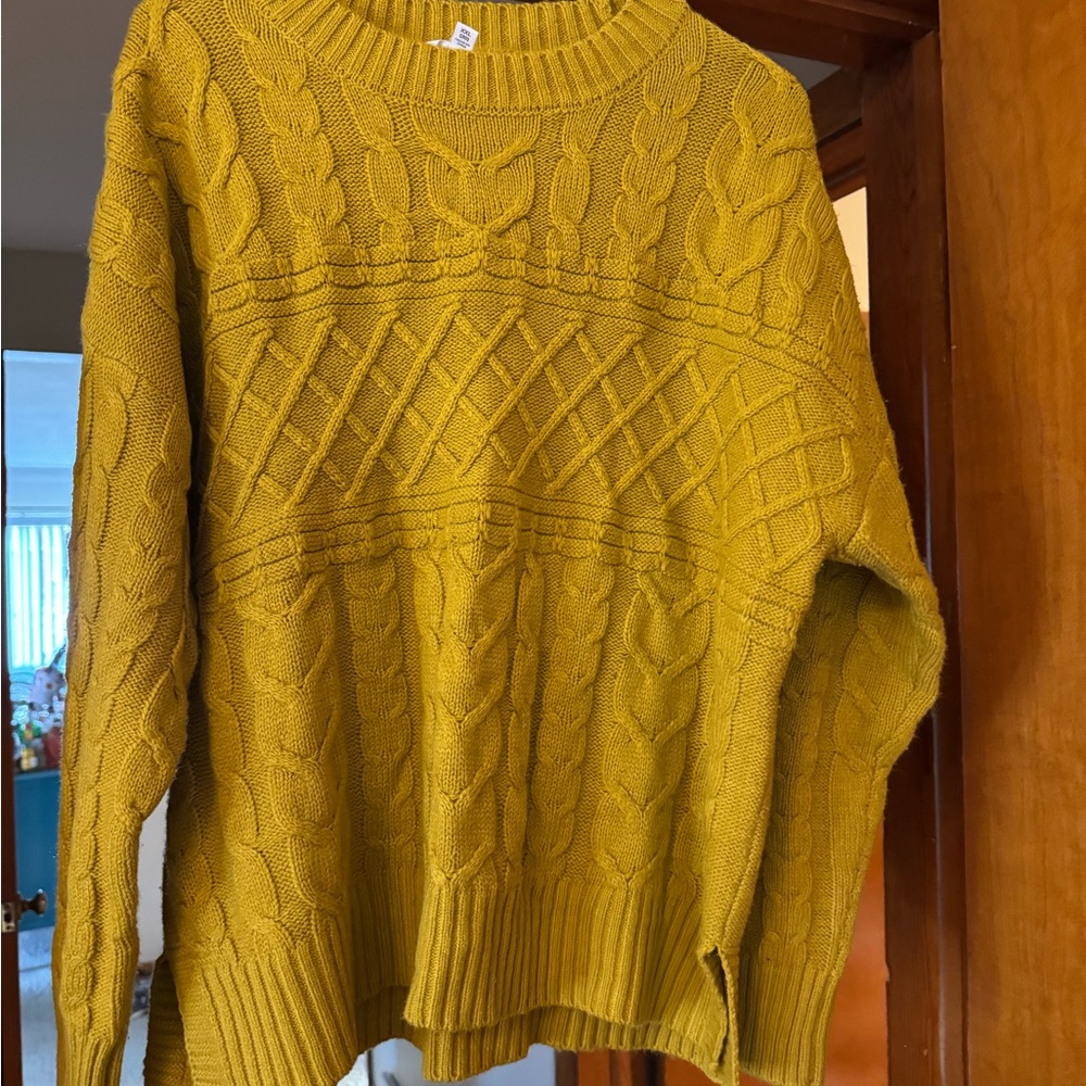 Women's Mustard Cable Knit Sweater